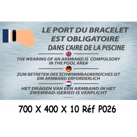 PANNEAU PORT BRACELET PISCINE 4L - 700 X 400 X 10