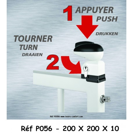 PANNEAU OUVERTURE SÉCURISÉE PORTILLON PISCINE APPUYEZ TOURNER 2L - 200 X 200 X 10