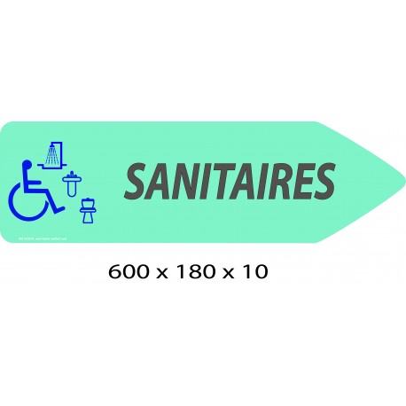 FLECHE SIGNAL SANITAIRES PMR DIRECTIONNEL - 600 X 180 X 10