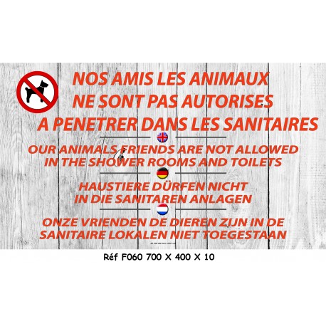 PANNEAU ANIMAUX INTERDIT DANS SANITAIRES 4L