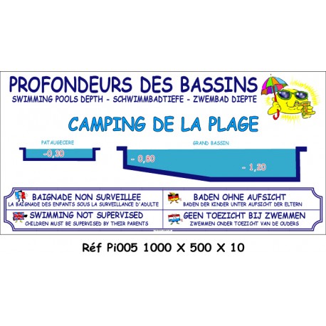 PROFONDEURS DES BASSINS PM - 100 X 500 X 10